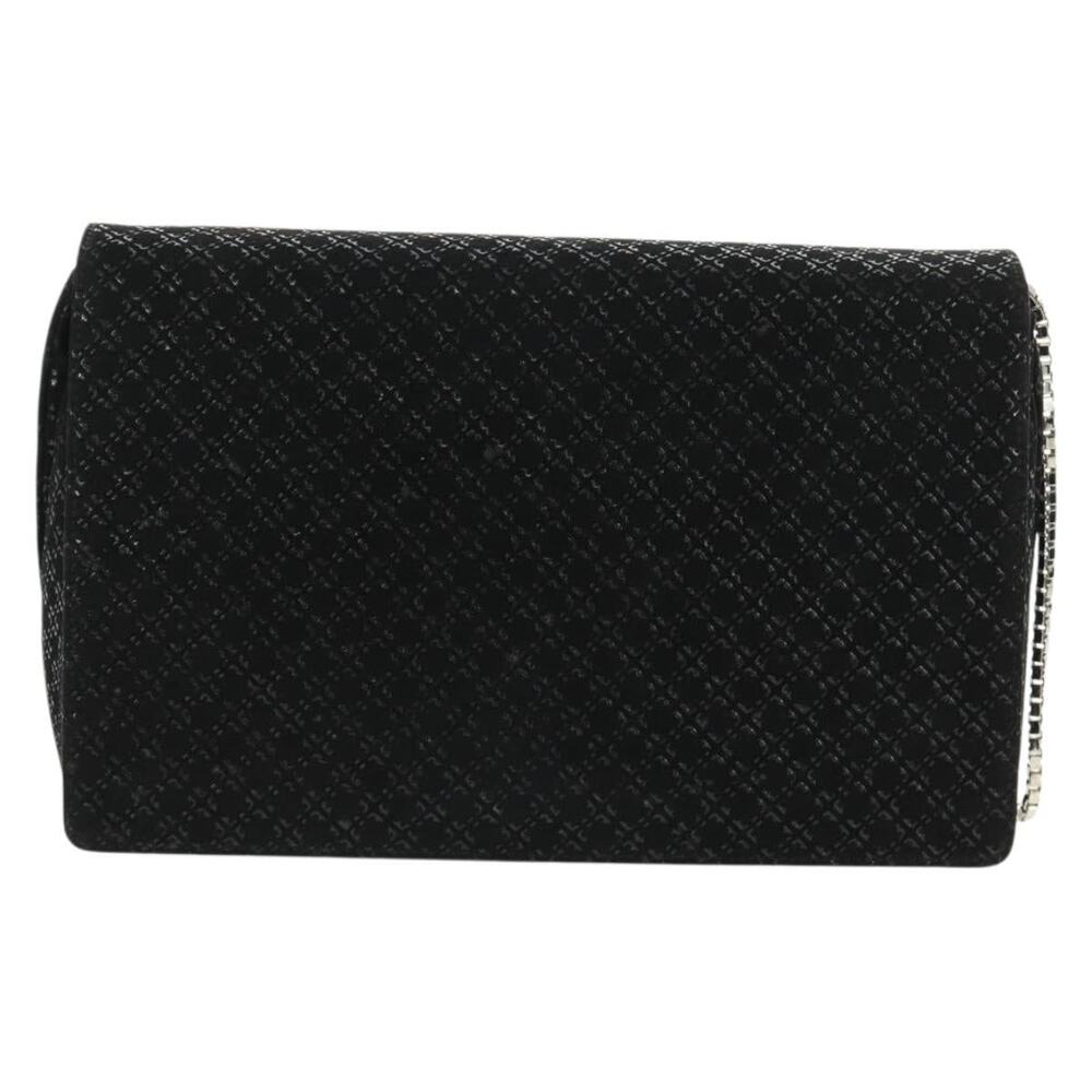 Salvatore Ferragamo Suede Chain Shoulder Bag Black